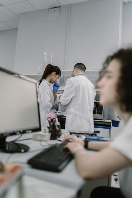 Medical professional meticulously reviewing digital billing information using modern software